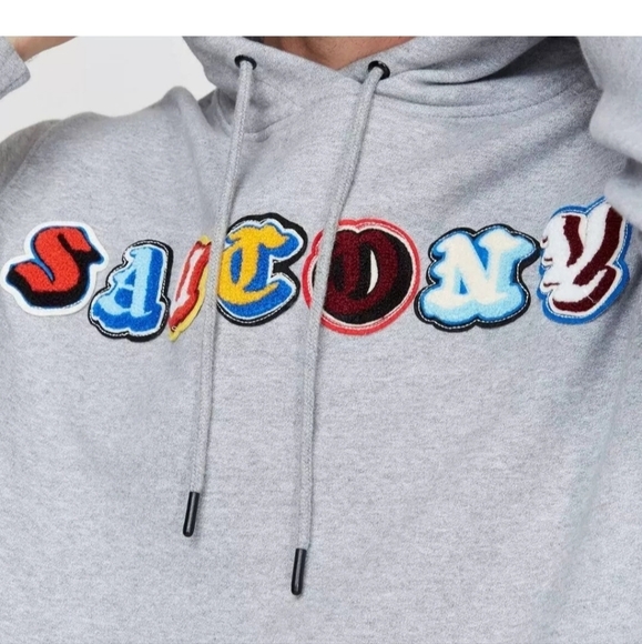 SAUCONY logo hoodie sweatshirt Small Women's unisex pullover gray - Picture 3 of 10